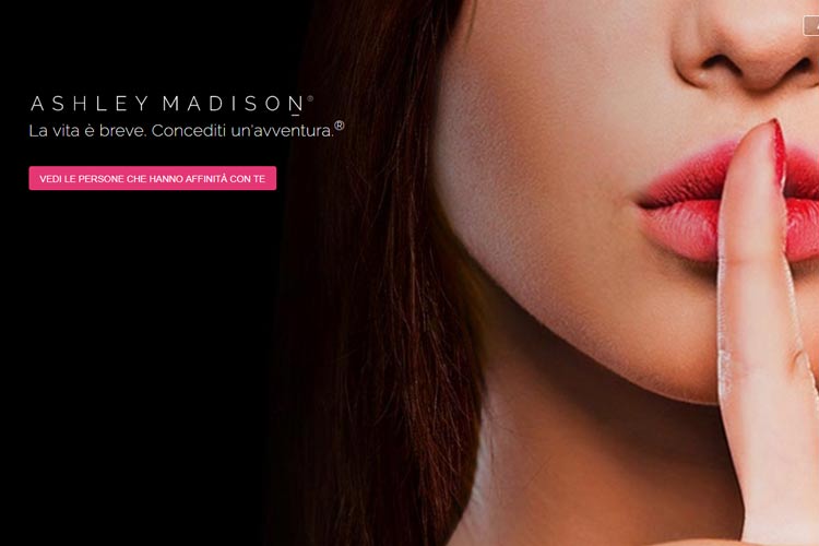 homepage del sito di dating AshleyMadison.com