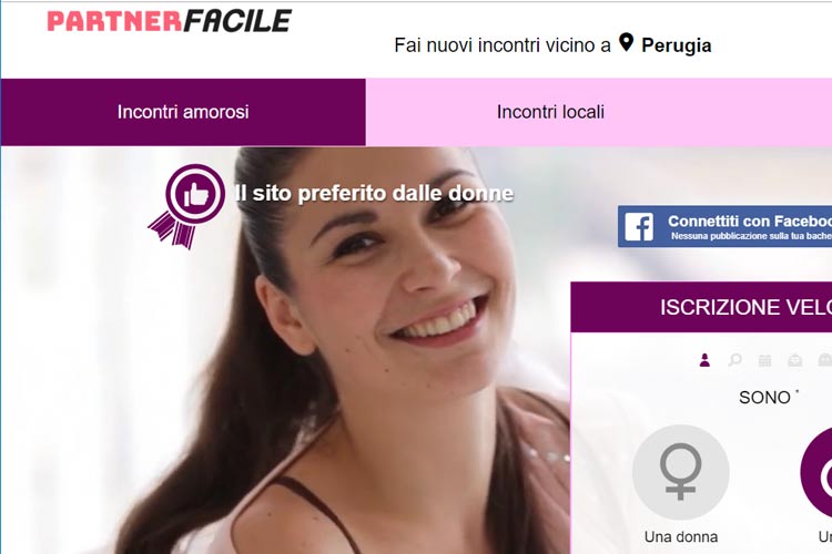 homepage del sito di dating PartnerFacile