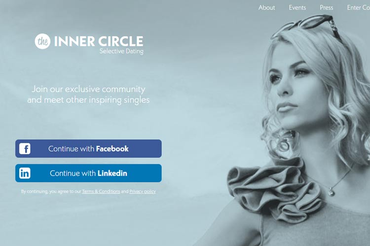 la homepage del sito di dating The Inner Circle