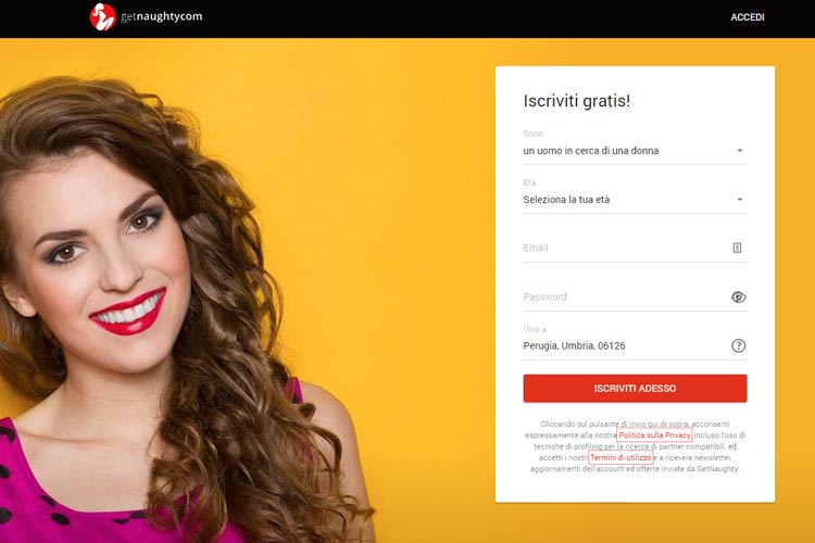 homepage del sito di dating GetNaughty