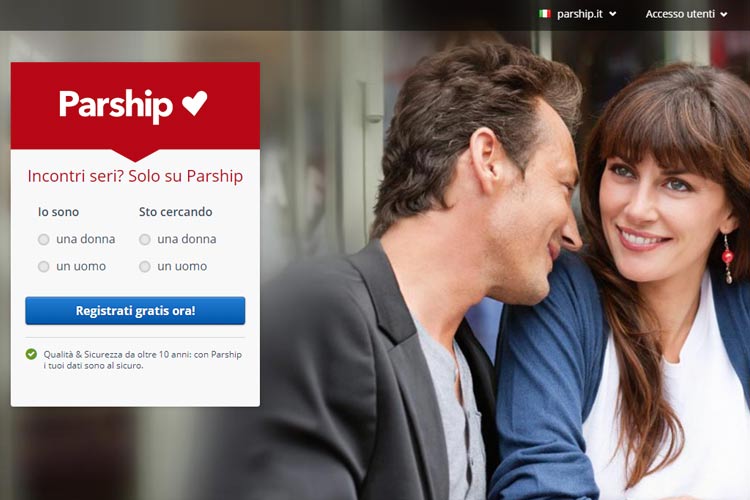 homepage del sito di dating Parship